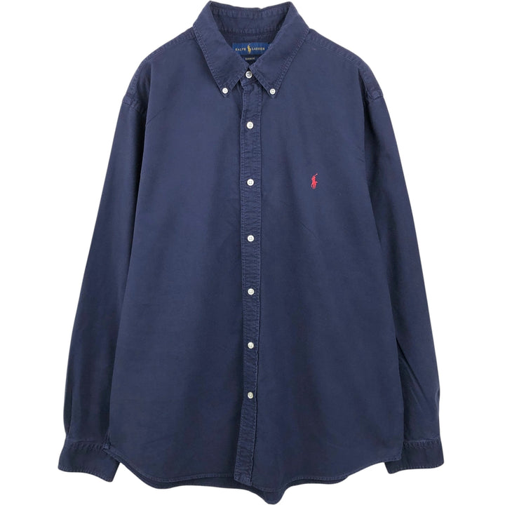 Ralph Lauren Classic Fit Long Sleeve Button Down Shirt Men's XL cotton navy blue type Vintage Second Hand