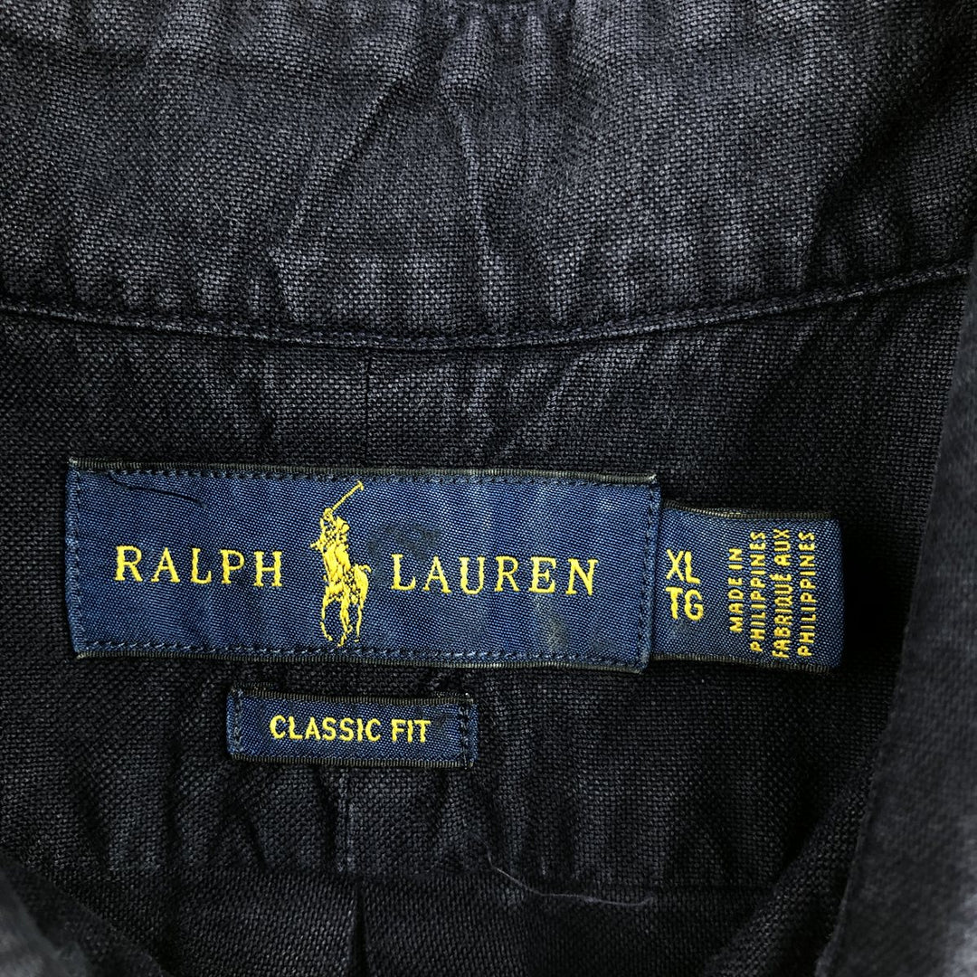 Ralph Lauren Classic Fit Long Sleeve Button Down Shirt Men's XL cotton navy blue type Vintage Second Hand