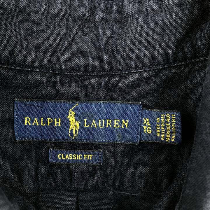 Ralph Lauren Classic Fit Long Sleeve Button Down Shirt Men's XL cotton navy blue type Vintage Second Hand