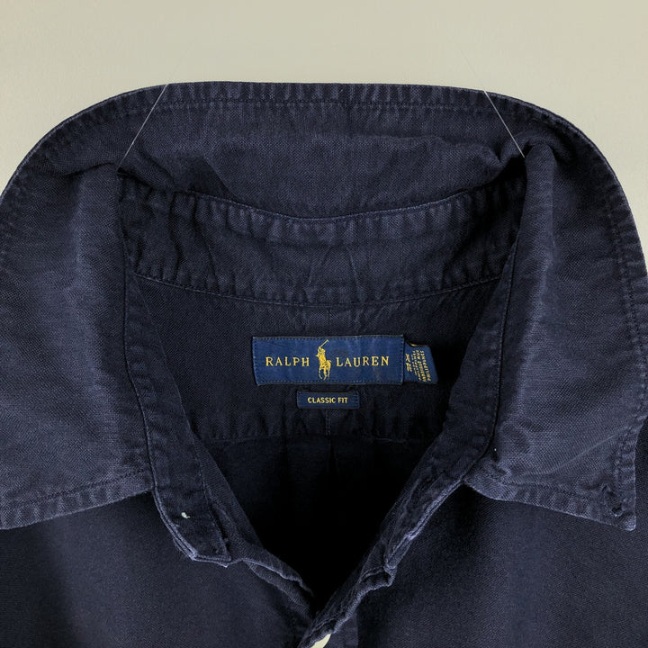 Ralph Lauren Classic Fit Long Sleeve Button Down Shirt Men's XL cotton navy blue type Vintage Second Hand