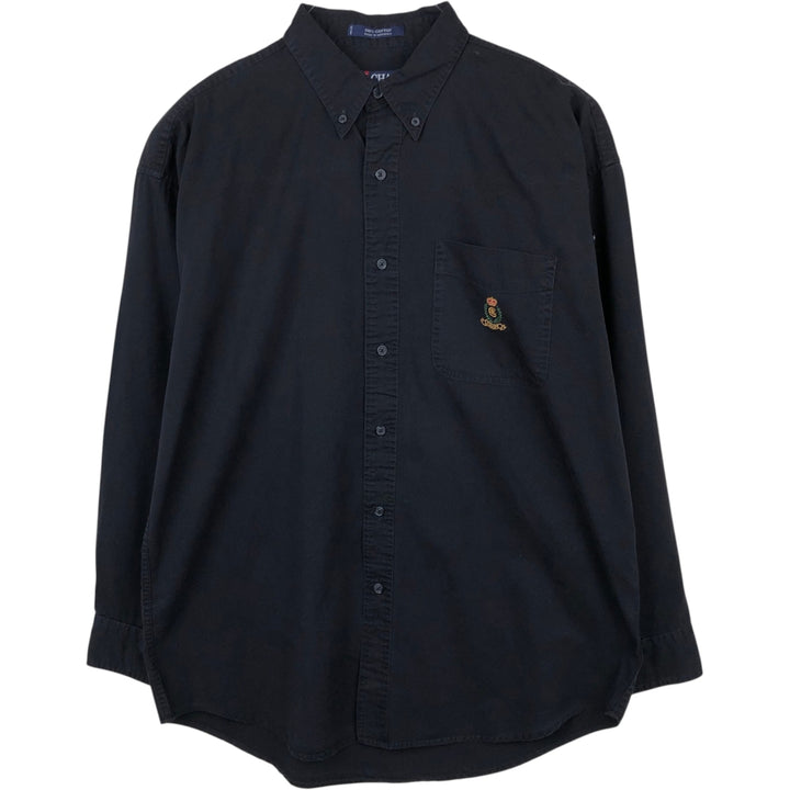 Ralph Lauren Chaps long-sleeved button-down shirt, men's size L cotton black type Vintage Second Hand