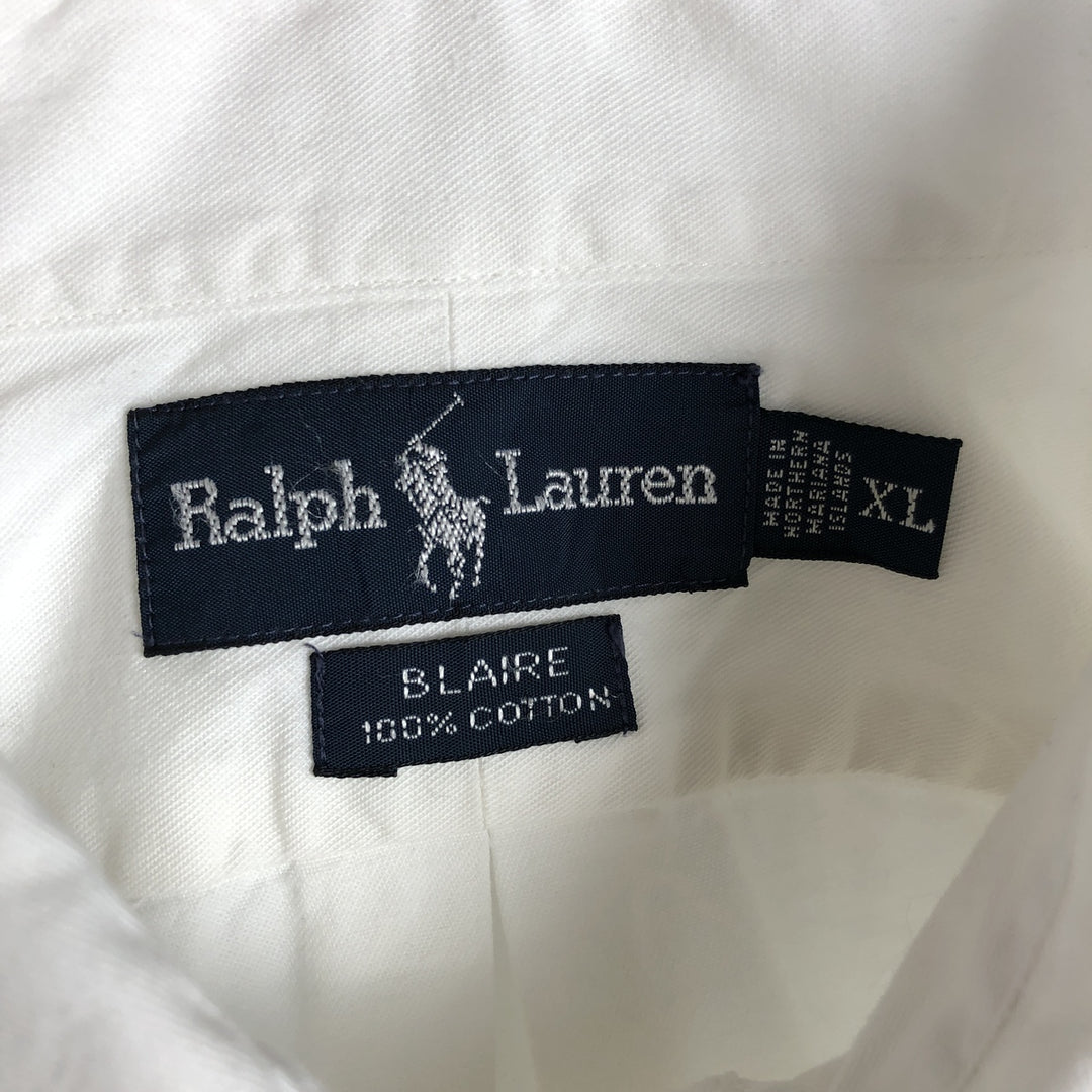 Ralph Lauren BLAIRE long-sleeved button-down shirt, men's XXL cotton white type Vintage Second Hand