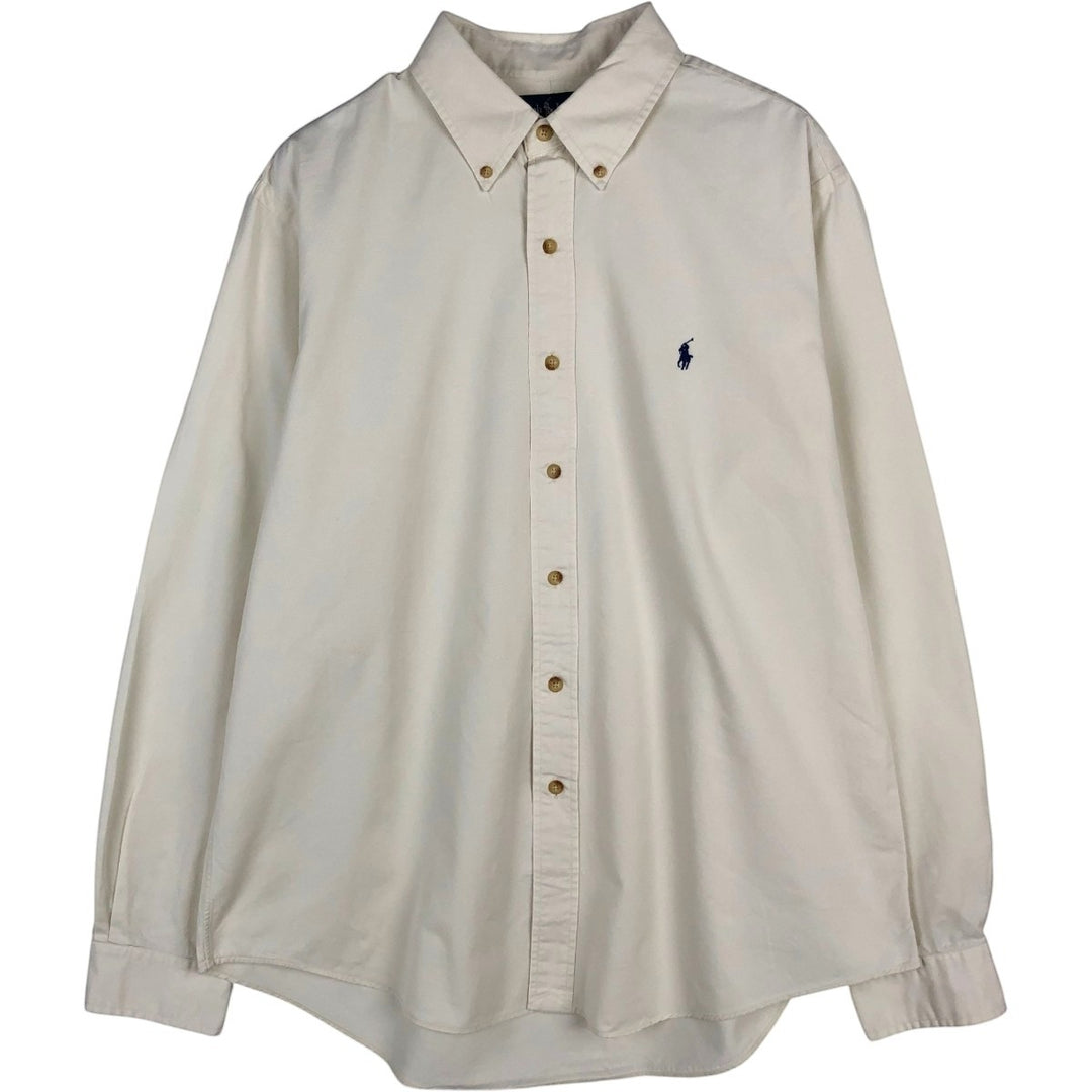 Ralph Lauren Classic Fit Long Sleeve Button Down Shirt Men's XL cotton ivory Vintage Second Hand