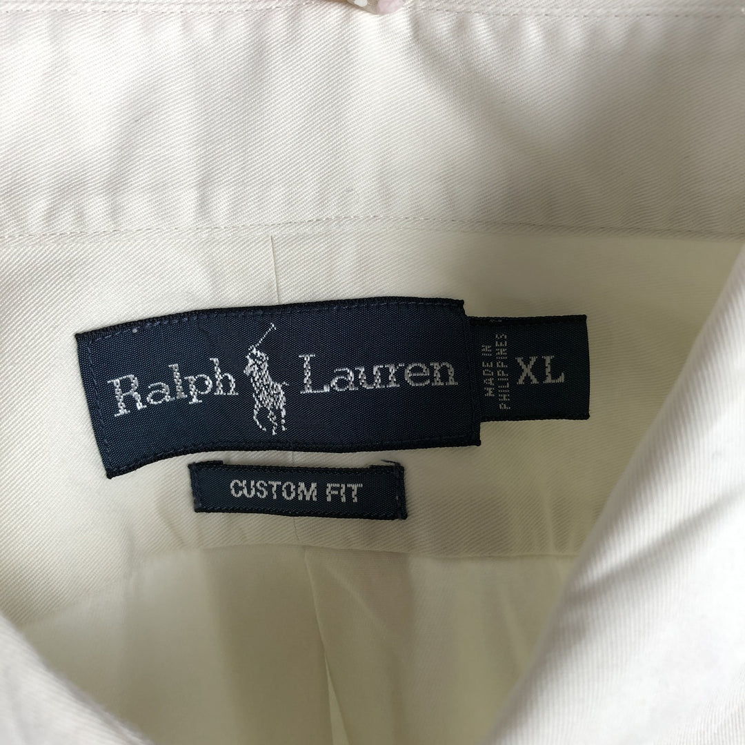 Ralph Lauren Classic Fit Long Sleeve Button Down Shirt Men's XL cotton ivory Vintage Second Hand