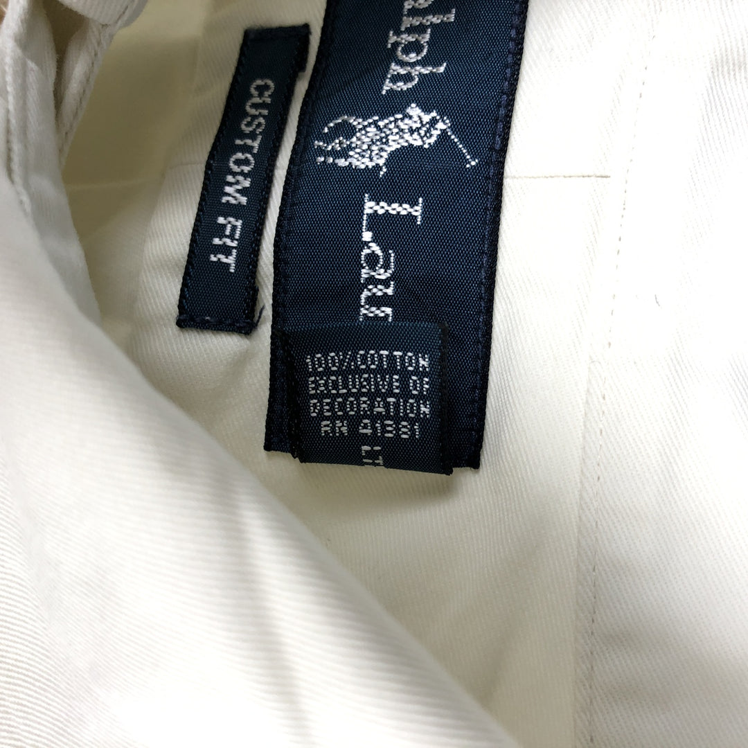 Ralph Lauren Classic Fit Long Sleeve Button Down Shirt Men's XL cotton ivory Vintage Second Hand