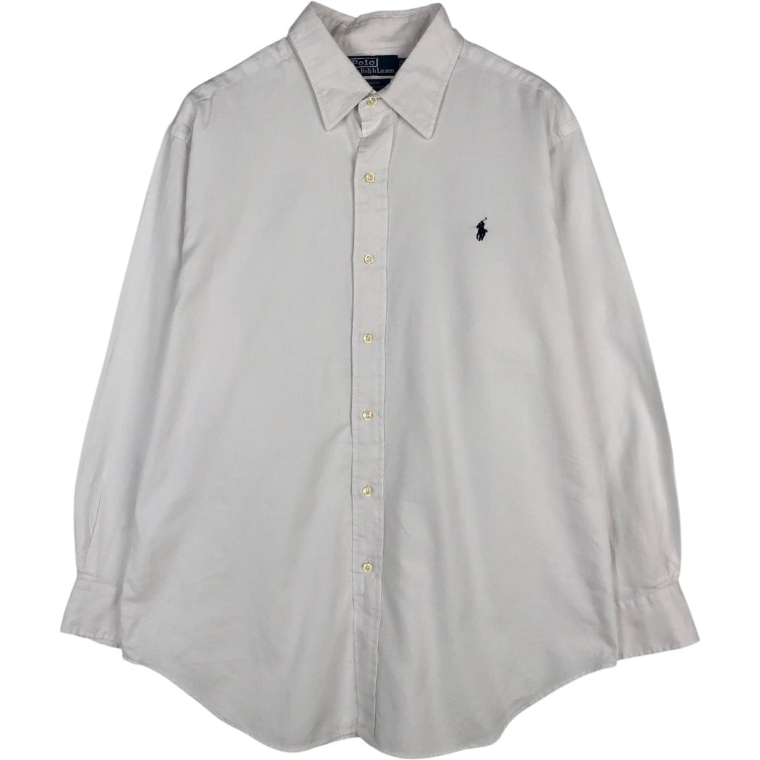 Ralph Lauren ANDREW herringbone long-sleeve button-down shirt, men's size XL. cotton white type Vintage Second Hand