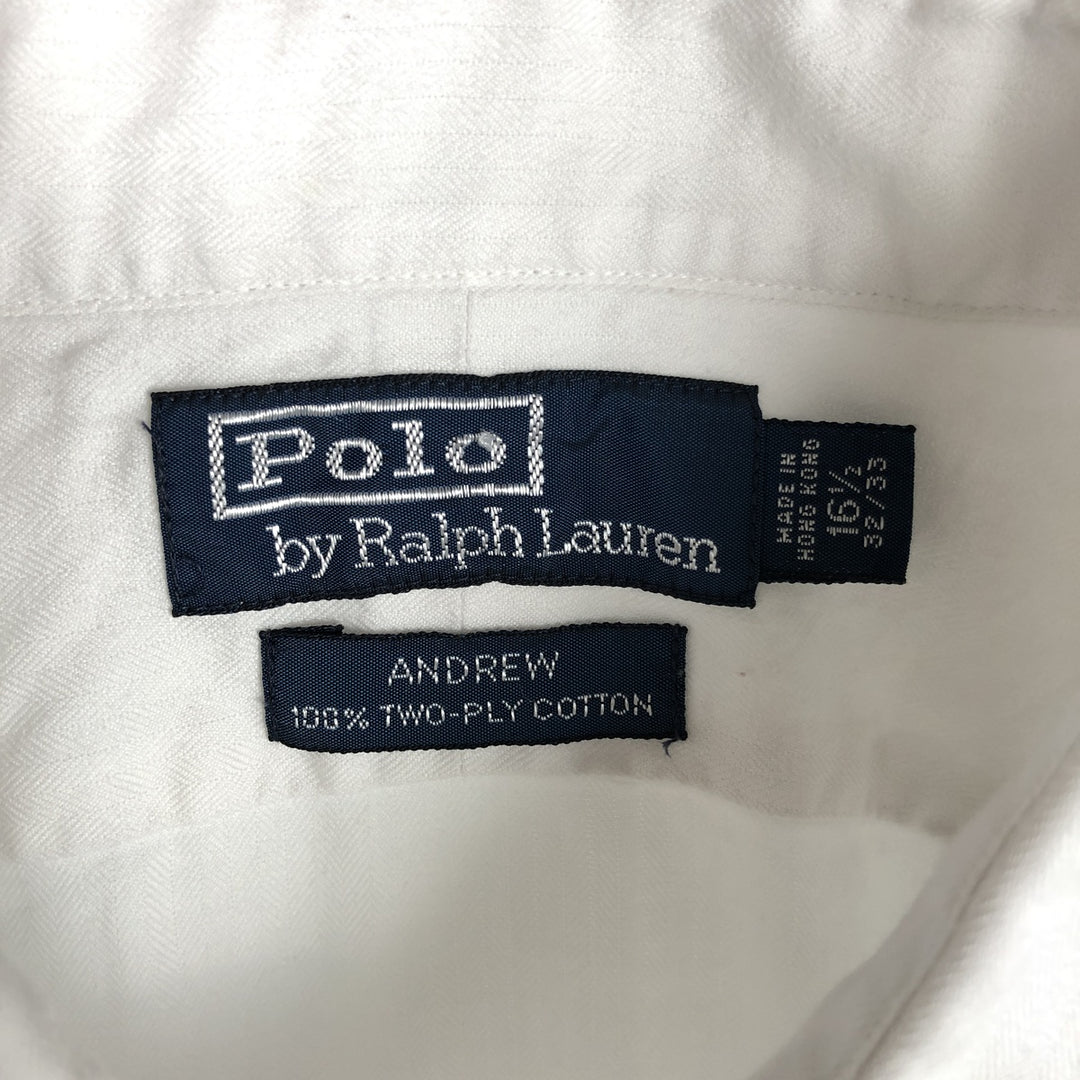 Ralph Lauren ANDREW herringbone long-sleeve button-down shirt, men's size XL. cotton white type Vintage Second Hand