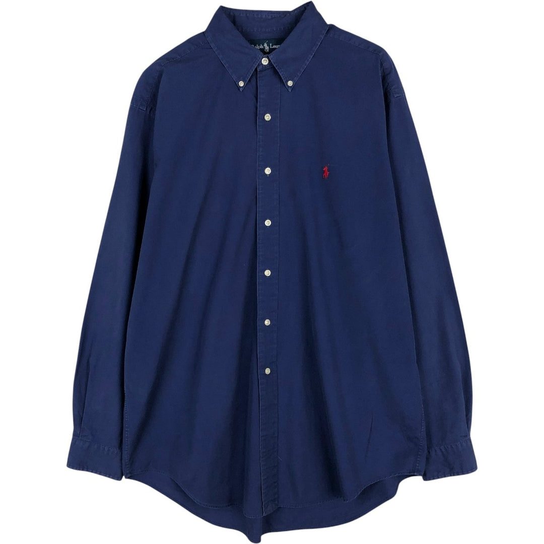 Ralph Lauren Classic Fit Long Sleeve Button Down Shirt Men's XL cotton Navy blue Vintage Second Hand