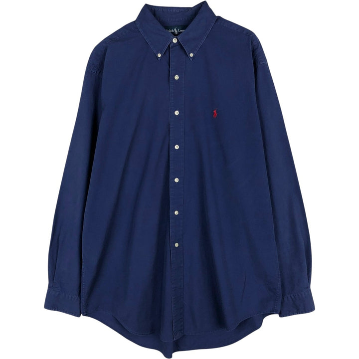 Ralph Lauren Classic Fit Long Sleeve Button Down Shirt Men's XL cotton Navy blue Vintage Second Hand