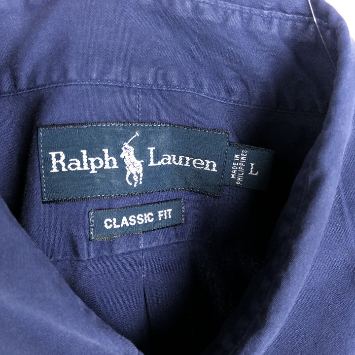 Ralph Lauren Classic Fit Long Sleeve Button Down Shirt Men's XL cotton Navy blue Vintage Second Hand