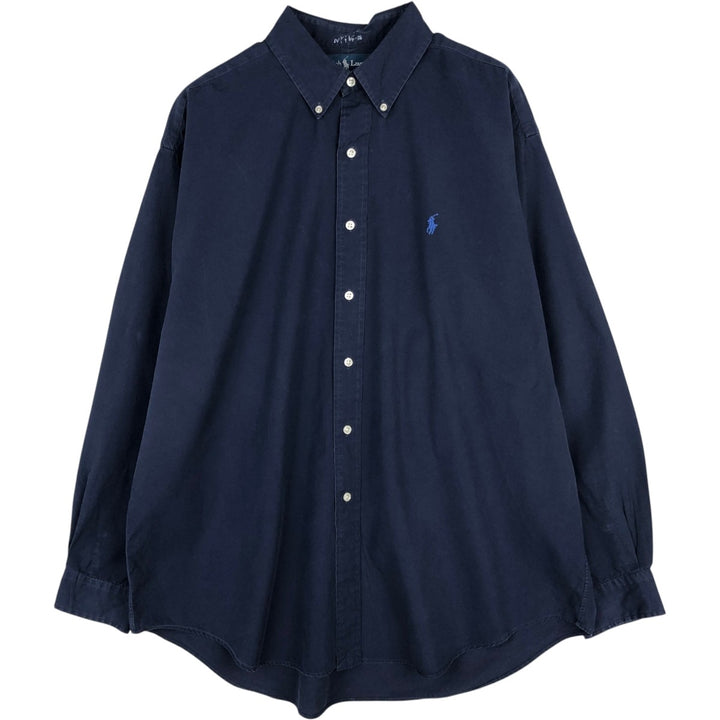 Ralph Lauren BLAKE Long-Sleeve Button-Down Shirt, Men's Size XXL (equivalent) cotton navy blue type Vintage Second Hand