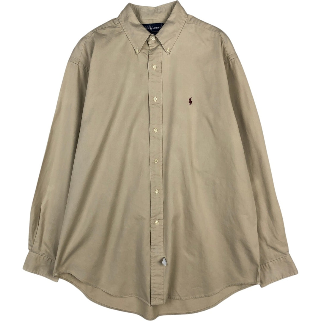 Ralph Lauren long sleeve button down shirt, men's XL size cotton Beige type Vintage Second Hand