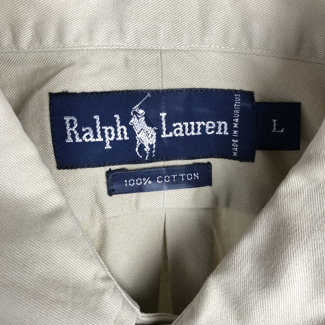 Ralph Lauren long sleeve button down shirt, men's XL size cotton Beige type Vintage Second Hand