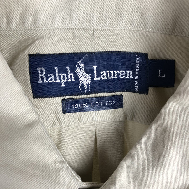 Ralph Lauren long sleeve button down shirt, men's XL size cotton Beige type Vintage Second Hand