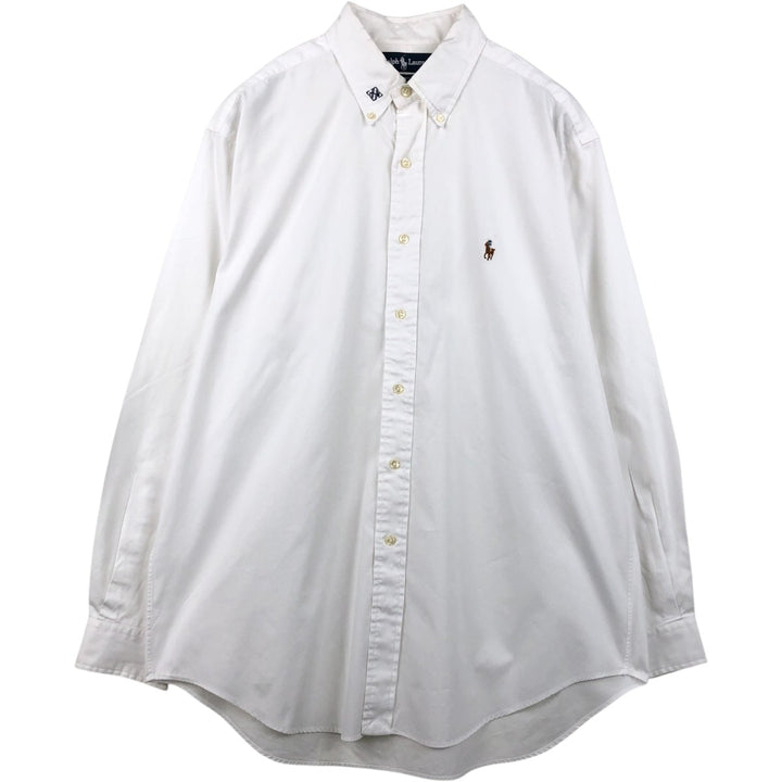 Ralph Lauren YARMOUTH long-sleeved button-down shirt, men's XL, Oxford cotton white type Vintage Second Hand