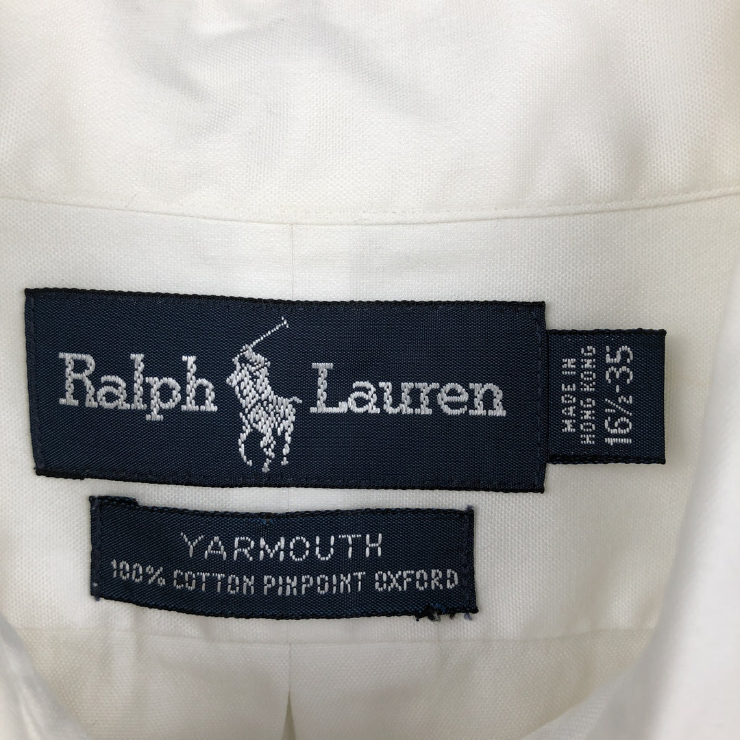 Ralph Lauren YARMOUTH long-sleeved button-down shirt, men's XL, Oxford cotton white type Vintage Second Hand