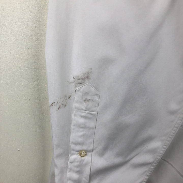Ralph Lauren YARMOUTH long-sleeved button-down shirt, men's XL, Oxford cotton white type Vintage Second Hand