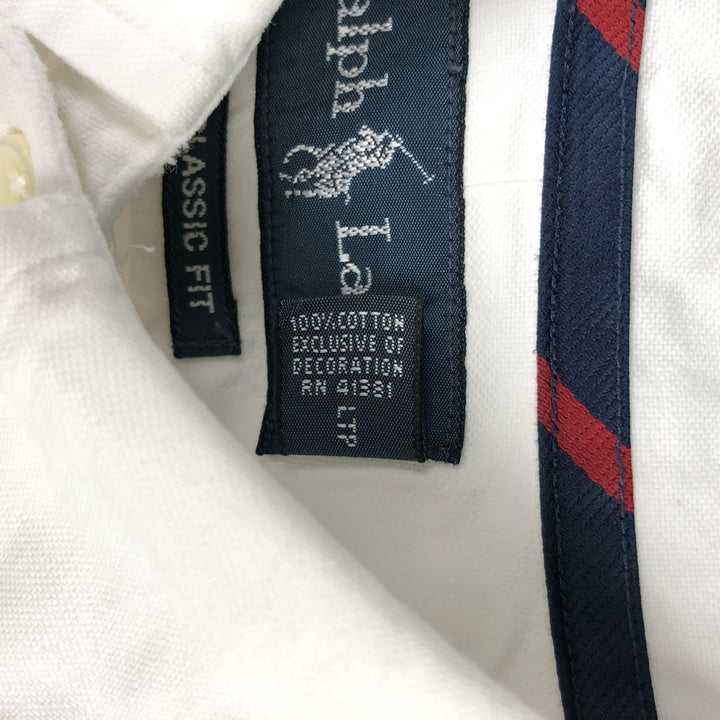 Ralph Lauren Classic Fit Long Sleeve Button Down Shirt, Men's Size L cotton white type Vintage Second Hand