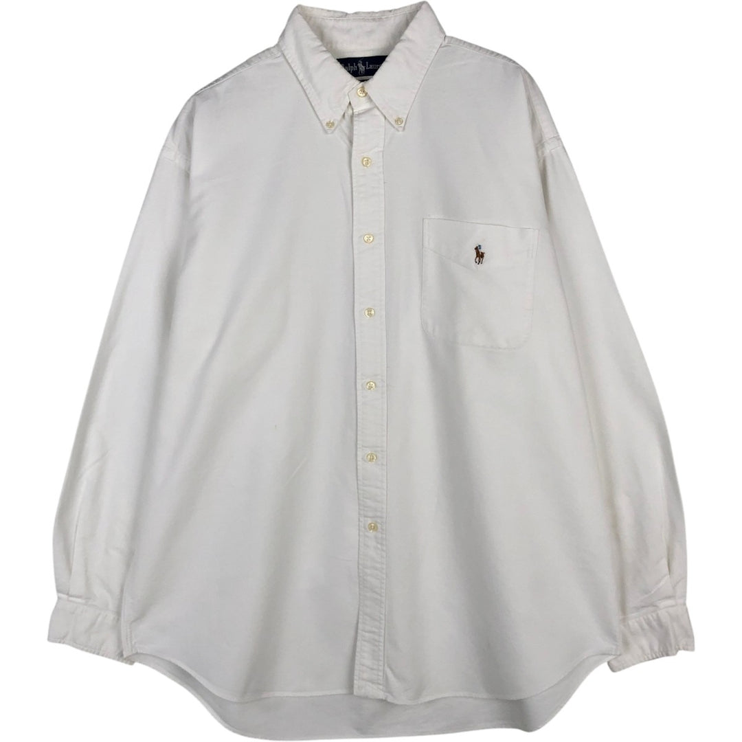 Ralph Lauren TILDEN Long-Sleeve Button-Down Shirt, Men's Size XXL (approx.) cotton white type Vintage Second Hand