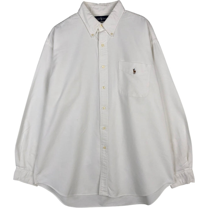 Ralph Lauren TILDEN Long-Sleeve Button-Down Shirt, Men's Size XXL (approx.) cotton white type Vintage Second Hand