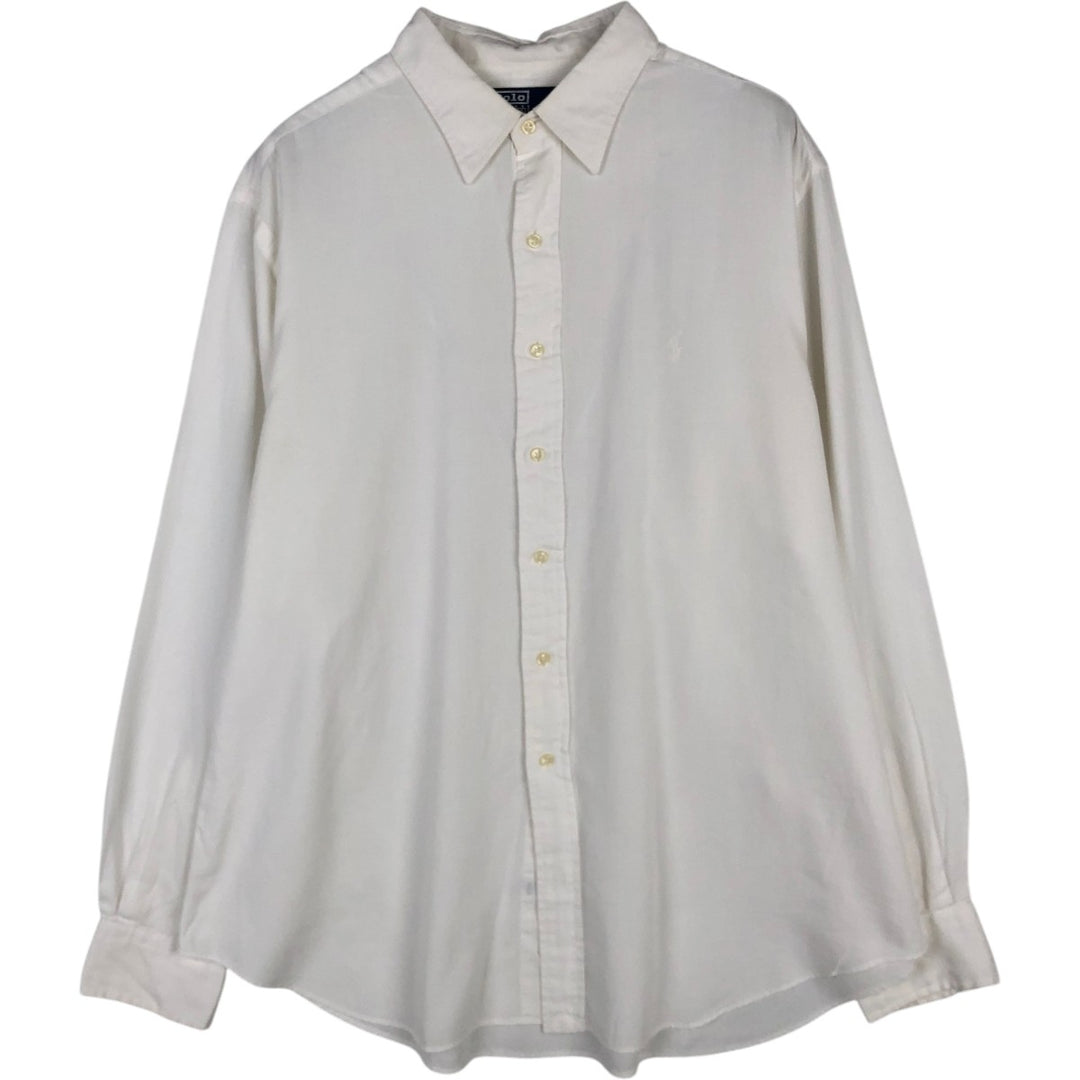 Ralph Lauren ANDREW Long-Sleeve Cotton Shirt, Men's Size XXL (approx.) cotton white type Vintage Second Hand