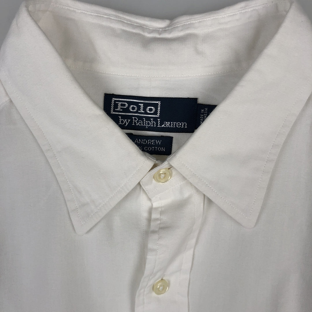 Ralph Lauren ANDREW Long-Sleeve Cotton Shirt, Men's Size XXL (approx.) cotton white type Vintage Second Hand