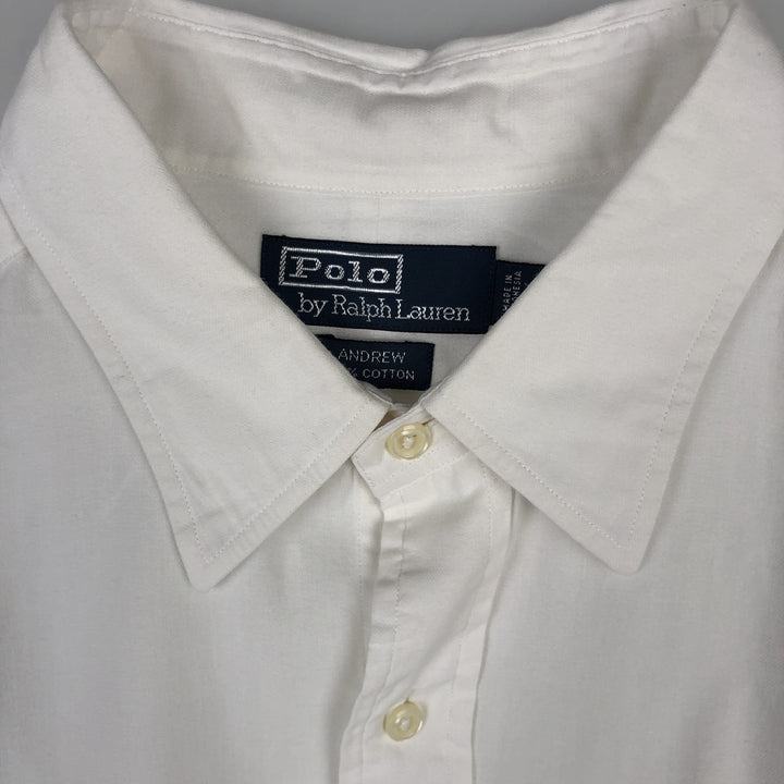 Ralph Lauren ANDREW Long-Sleeve Cotton Shirt, Men's Size XXL (approx.) cotton white type Vintage Second Hand