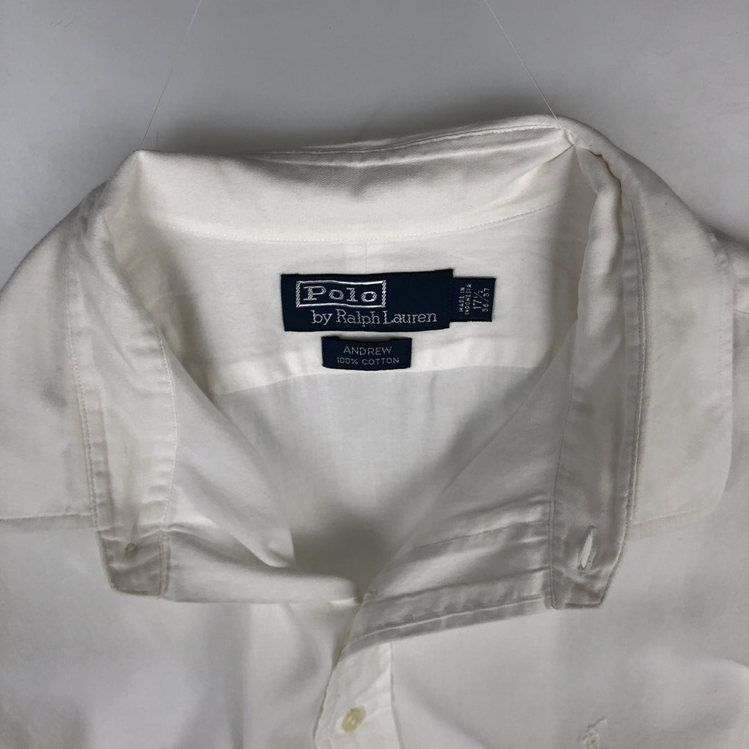 Ralph Lauren ANDREW Long-Sleeve Cotton Shirt, Men's Size XXL (approx.) cotton white type Vintage Second Hand