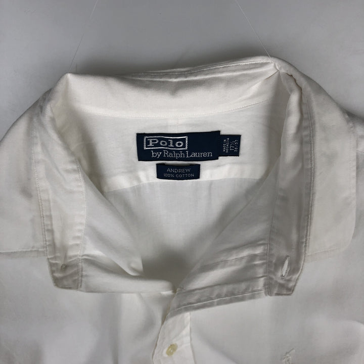 Ralph Lauren ANDREW Long-Sleeve Cotton Shirt, Men's Size XXL (approx.) cotton white type Vintage Second Hand