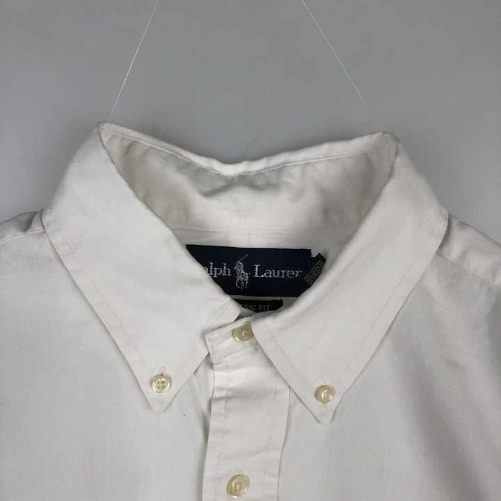 Ralph Lauren Classic Fit Long Sleeve Button Down Shirt, Men's Size L cotton white type Vintage Second Hand