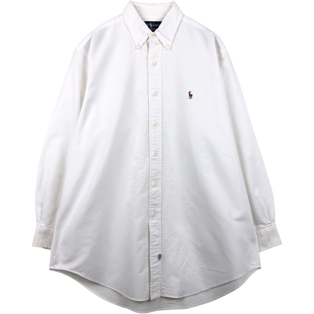 Ralph Lauren long sleeve button down shirt, men's XL size cotton white type Vintage Second Hand