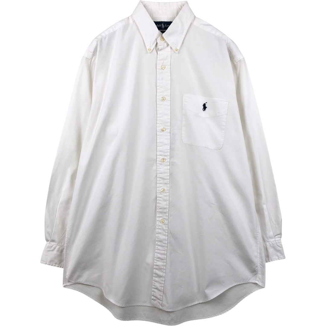 Ralph Lauren YARMOUTH long sleeve button down shirt, men's XL size cotton white type Vintage Second Hand
