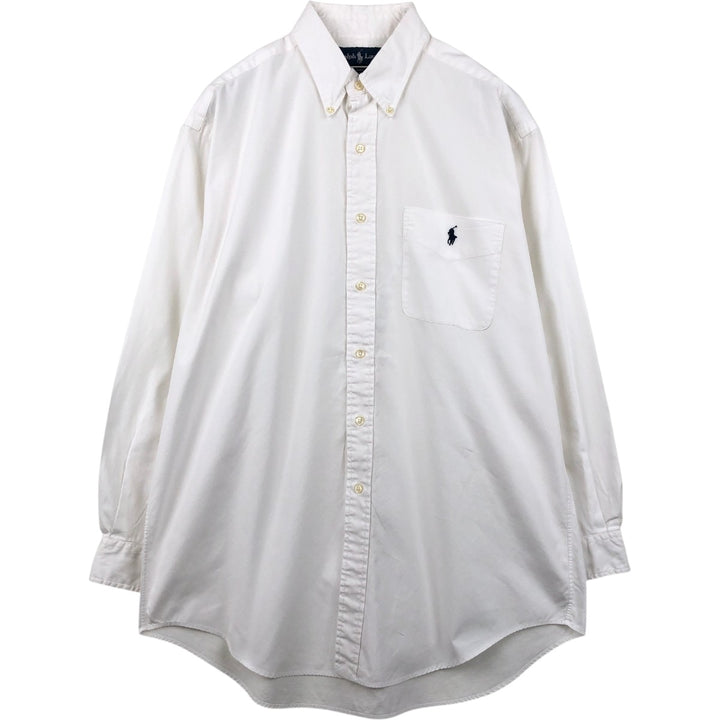 Ralph Lauren YARMOUTH long sleeve button down shirt, men's XL size cotton white type Vintage Second Hand