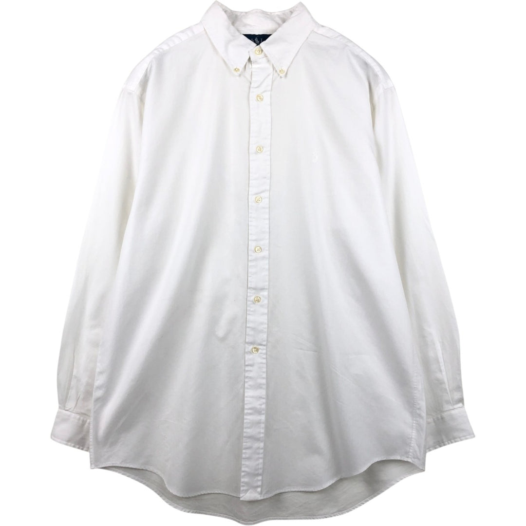 Ralph Lauren YARMOUTH Herringbone Long Sleeve Button Down Shirt Men's XL cotton white type Vintage Second Hand