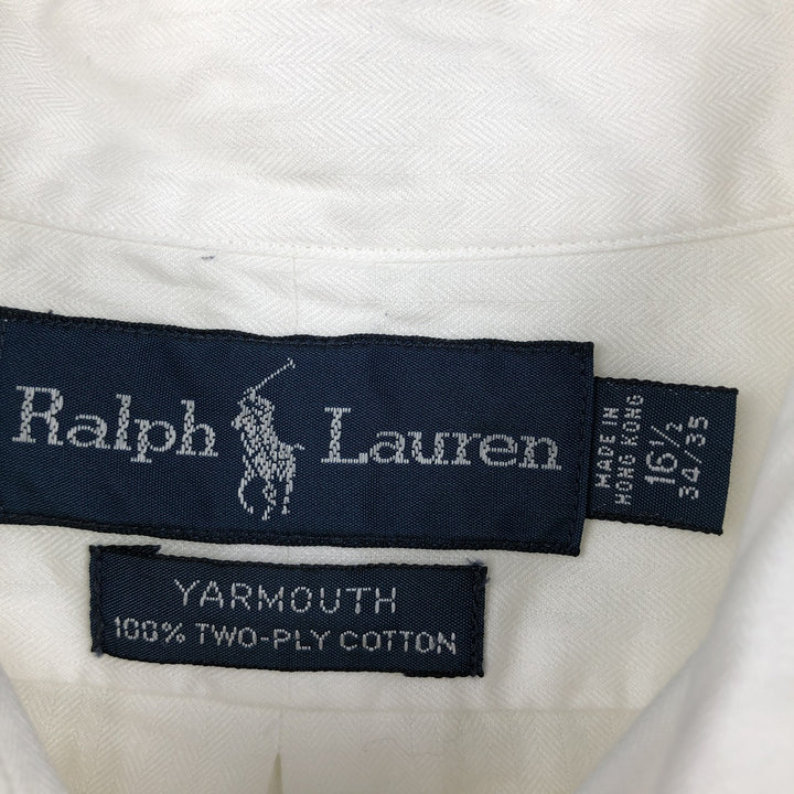 Ralph Lauren YARMOUTH Herringbone Long Sleeve Button Down Shirt Men's XL cotton white type Vintage Second Hand