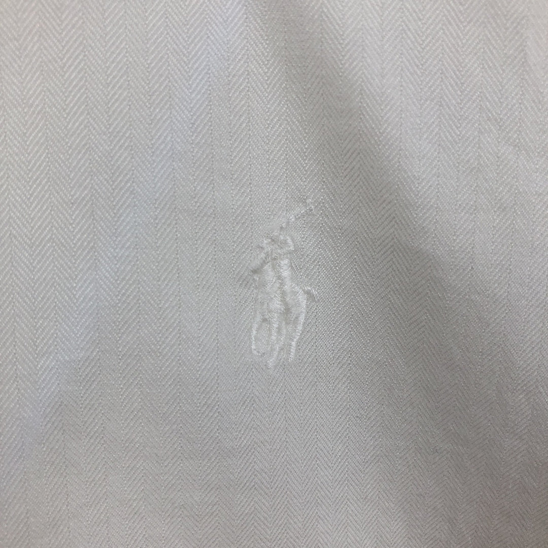 Ralph Lauren YARMOUTH Herringbone Long Sleeve Button Down Shirt Men's XL cotton white type Vintage Second Hand