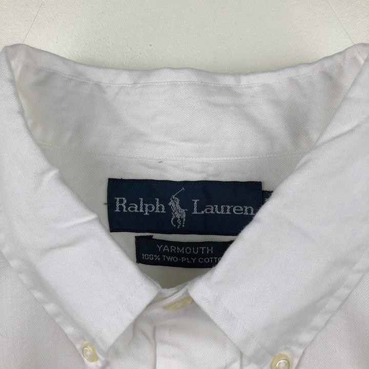 Ralph Lauren YARMOUTH Herringbone Long Sleeve Button Down Shirt Men's XL cotton white type Vintage Second Hand