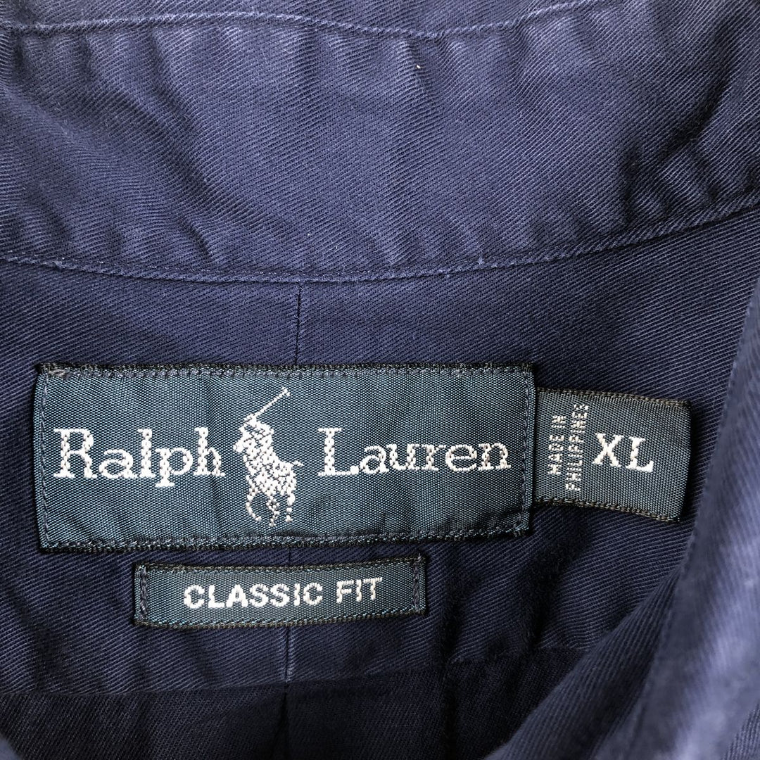 Ralph Lauren Classic Fit Long Sleeve Button Down Shirt Men's XL cotton navy blue type Vintage Second Hand