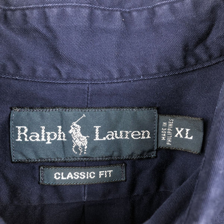 Ralph Lauren Classic Fit Long Sleeve Button Down Shirt Men's XL cotton navy blue type Vintage Second Hand