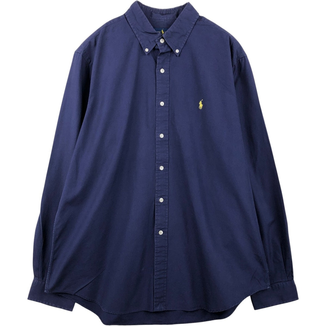 Ralph Lauren long sleeve button down shirt, men's XL size cotton navy blue type Vintage Second Hand