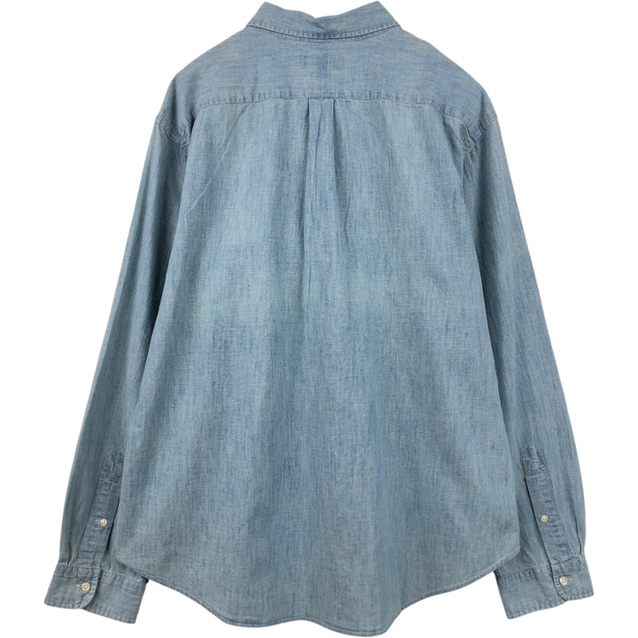 Ralph Lauren Slim Fit Button-Down Long-Sleeve Chambray Shirt, Men's Size XL (approx.) cotton Blue type light blue Vintage Second Hand