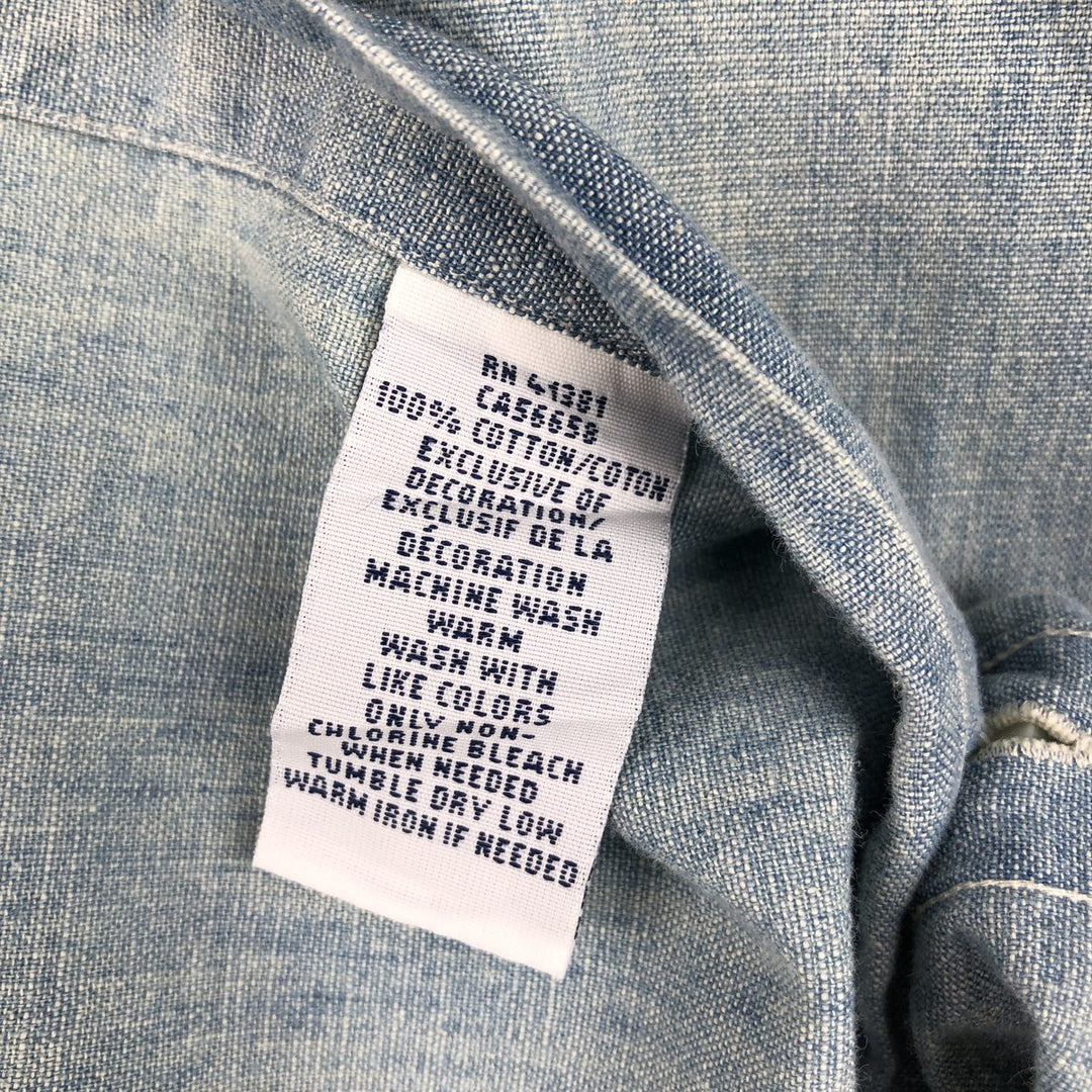 Ralph Lauren Slim Fit Button-Down Long-Sleeve Chambray Shirt, Men's Size XL (approx.) cotton Blue type light blue Vintage Second Hand