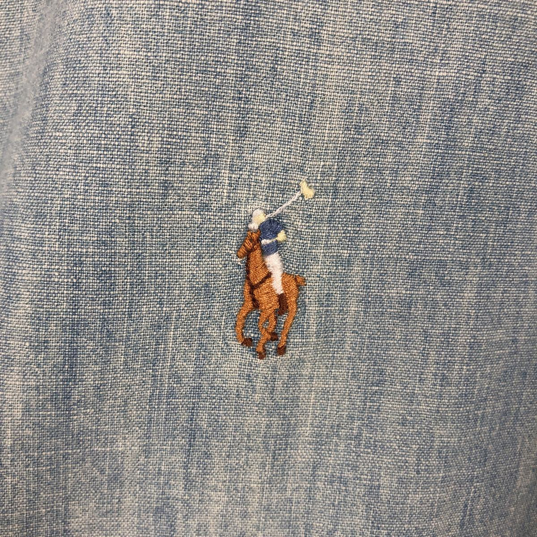 Ralph Lauren Slim Fit Button-Down Long-Sleeve Chambray Shirt, Men's Size XL (approx.) cotton Blue type light blue Vintage Second Hand