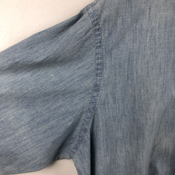 Ralph Lauren Slim Fit Button-Down Long-Sleeve Chambray Shirt, Men's Size XL (approx.) cotton Blue type light blue Vintage Second Hand