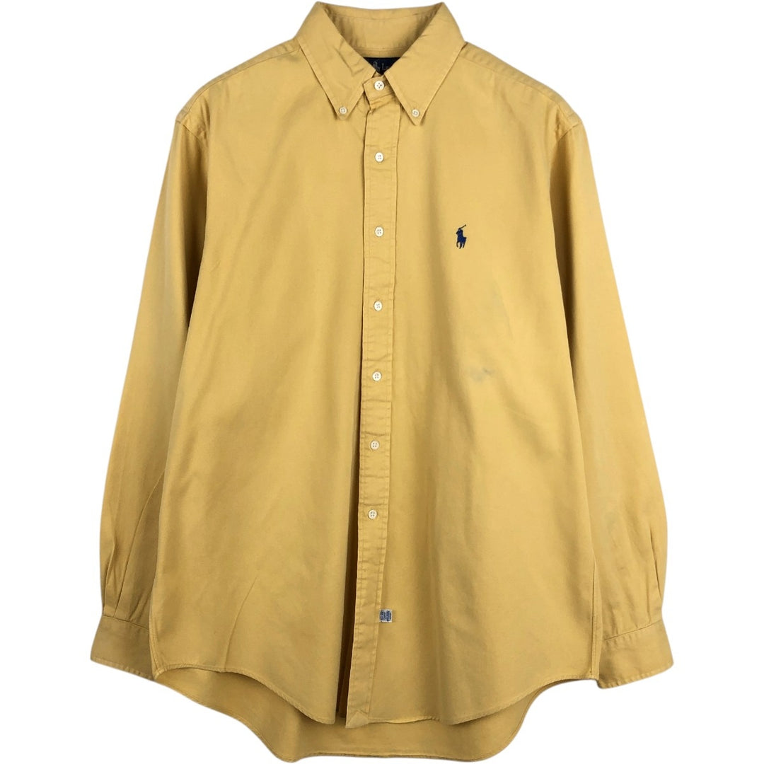 Ralph Lauren long sleeve button down shirt, men's size L cotton yellow type Vintage Second Hand