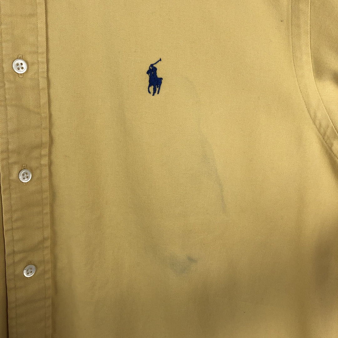 Ralph Lauren long sleeve button down shirt, men's size L cotton yellow type Vintage Second Hand