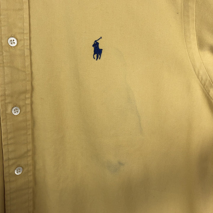 Ralph Lauren long sleeve button down shirt, men's size L cotton yellow type Vintage Second Hand