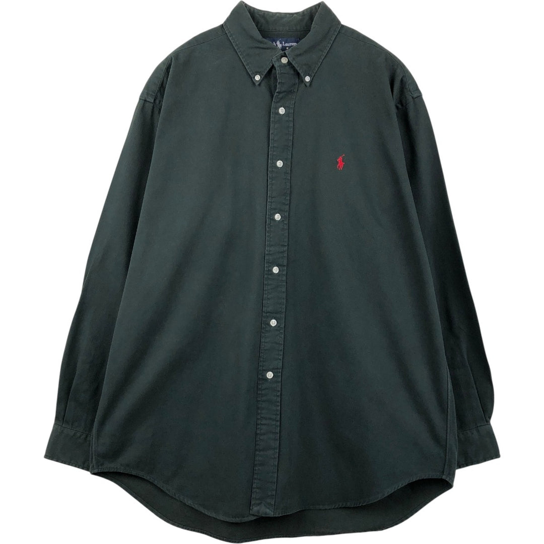 Ralph Lauren BLAIRE long sleeve button down shirt, men's XL size cotton Green type dark green Vintage Second Hand