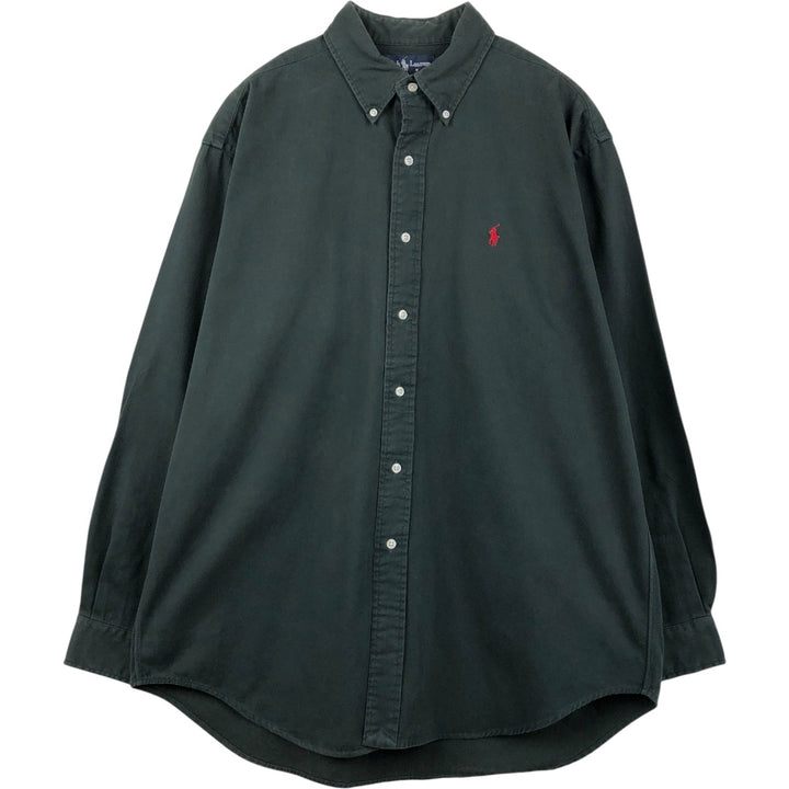 Ralph Lauren BLAIRE long sleeve button down shirt, men's XL size cotton Green type dark green Vintage Second Hand
