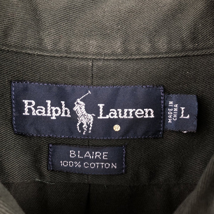 Ralph Lauren BLAIRE long sleeve button down shirt, men's XL size cotton Green type dark green Vintage Second Hand